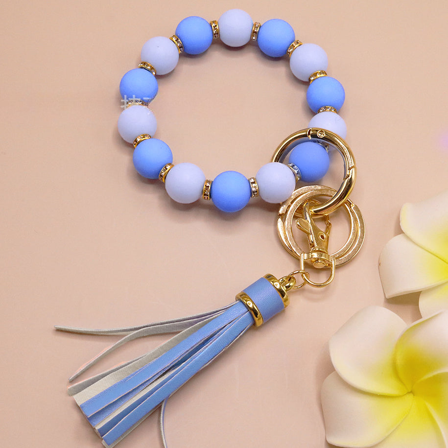 Wholesale Colorful Silicone Beads Diamond Ring Bracelet Keychain